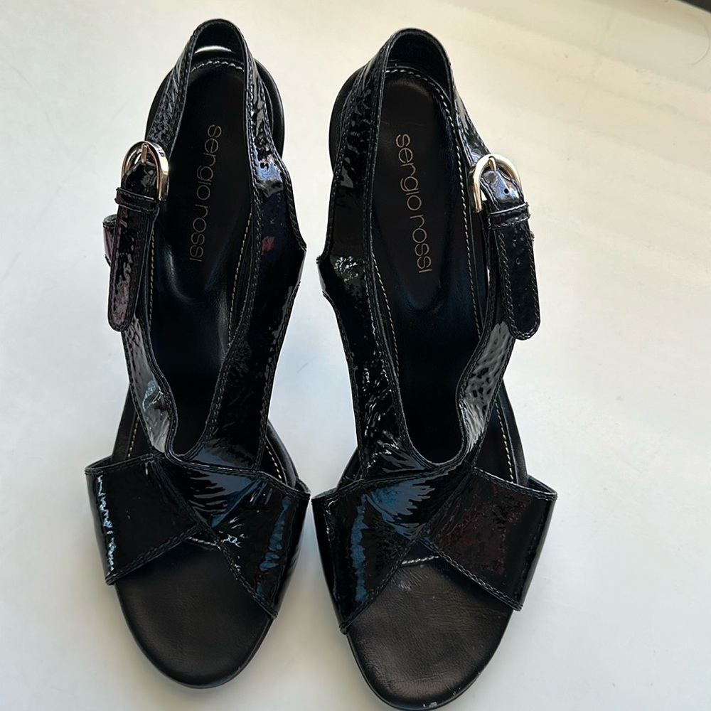 Sergio Rossi Patent Leather Shoes. Black. Size 8.